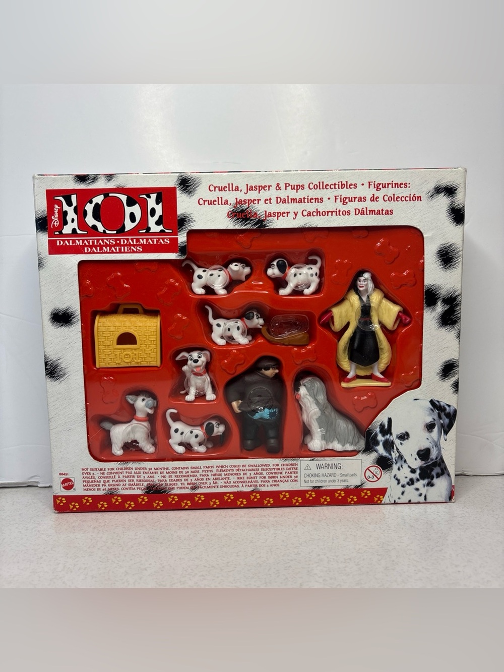 Disney 101 Dalmatians Play Figurines Cruella de Vil Jasper & Puppies Brand New